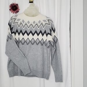 Ava & Viv Gray/Cream Sweater XL